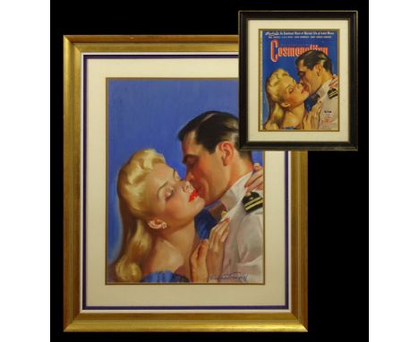 Bradshaw Crandell, American (1896 - 1966) Pastel on Paper "Kissing Couple" For Magazine cover, Cosmopolitan, April 1935. The 