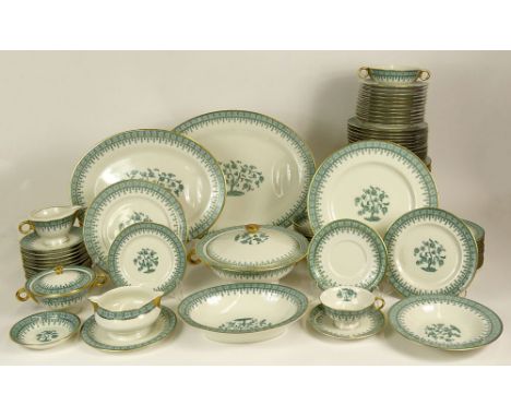 One Hundred Twenty Four (124) Piece Set of Theodore Havilland New York Porcelain Dinner Service in the Cambridge Green Patter