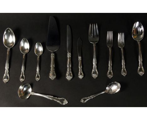 Sixty-Six (66) Piece Set Gorham Sterling Silver Flatware in the Alencon Lace Pattern. This Set Includes: 12 Forks, 7-1/2 Inch
