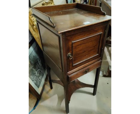 A Victorian mahogany pot cupboard with single drawer, door and shelf below 