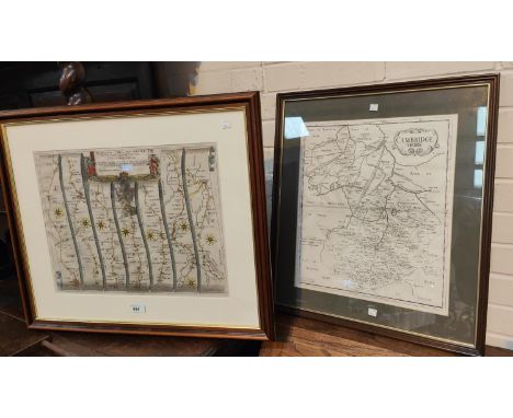 18th Century Ribbon Map:&nbsp; The road from York to Westchester, 35 x 45cm; 2 others 