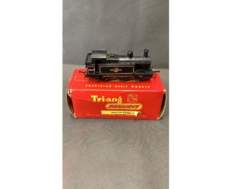 TRIANG 00 Gauge 0-6-0 class 3F tank engine in BR black Livery, has smoke generator, catalogue No. R525, engine is in excellen