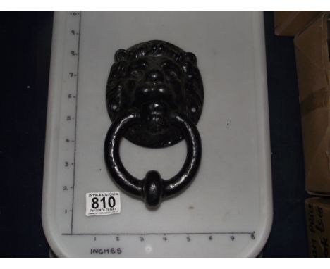 Pewter heavy lion head door knocker 