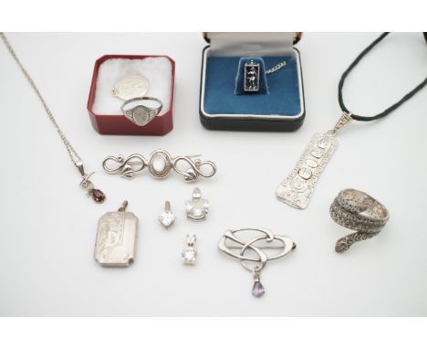 Vintage and contemporary white metal jewellery, including a locket, a pendant, and a St Christopher (test as silver) etc.