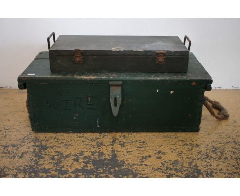 A Second World War British Army wooden chest and one other