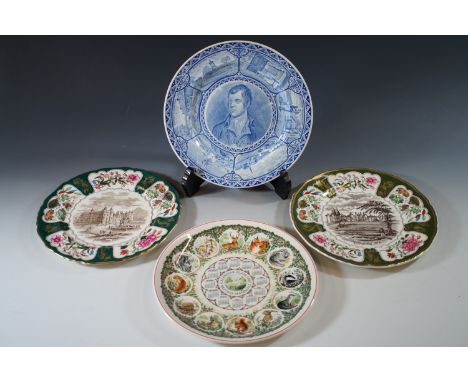 A Spode Robert Burns plate, two Masons Christmas plates and one other