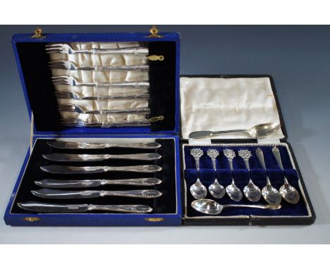 Several cased sets of vintage cutlery