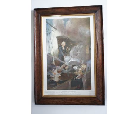 A large Great War period patriotic lithographic print after Frank Salisbury depicting the Victoria Cross winner Boy 1st Class