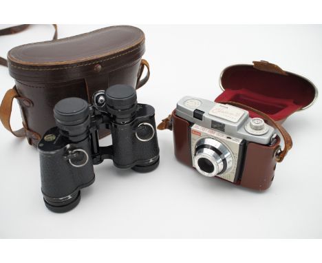 A late 1950s / early 1960s cased Kodak Colorsnap 35 camera and a cased pair of vintage CBC 8x30 field glasses / binoculars