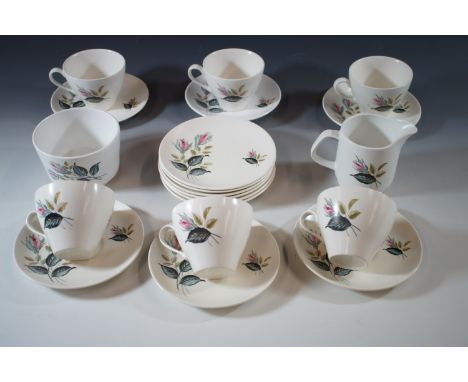 Vintage Demitasse Cup & Saucer Set of 5 Blue & Ivory Puritan Fleur