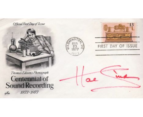 Hal Linden signed FDC Centennial of Sound Recording 1877-1977. Post Mark Washington DC March 23rd 1977. Linden is an American