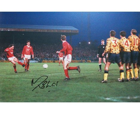 Football Mickey Thomas signed 12x8 colour photo pictured scoring his iconic goal for Wrexham against Arsenal in the FA Cup. T