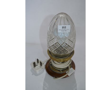 Brass Table Lamp with Cut Glass Shade 