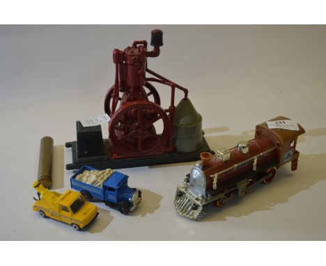 Ertl Steam Engine, Model Train and Two Diecast Vehicles 