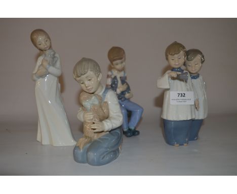 Collection of Nao Lladro Figurines "Children with Pets" and "Choir Boys" 