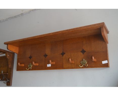 Oak Inlaid Wall Mounted Hat and Coat Shelf 