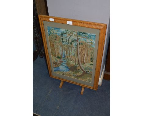 Firescreen with Needlework Panel 