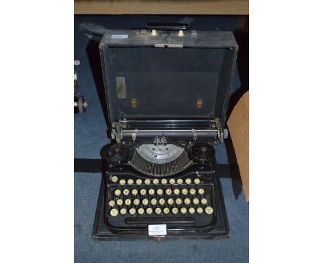 Cased Black Metal Typewriter 