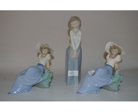 Collection of Three Nao Lladro Figurines "Young Ladies" 