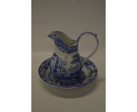 Spode Italian Blue & White Jug and Dish 