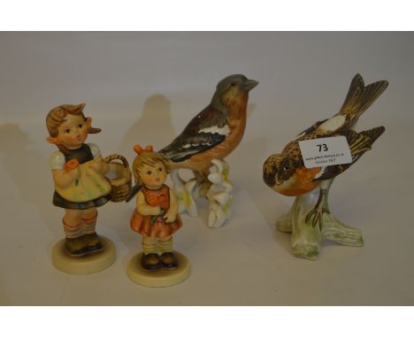 Two Goebel Figurines and Two Goebel Birds 