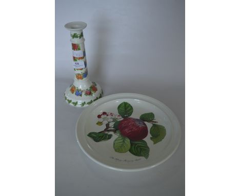 Portmeirion Pomona Candlestick and a Plate 