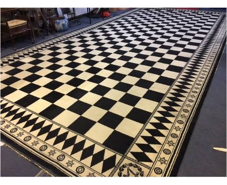 Large Checked Pattern Masonic Carpet 12'3"x15'7" 