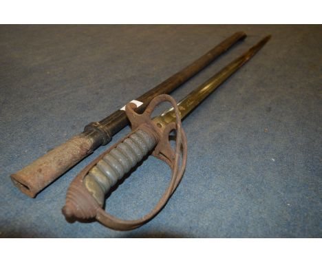 Victorian Officers Sword with Leather Scabbard 