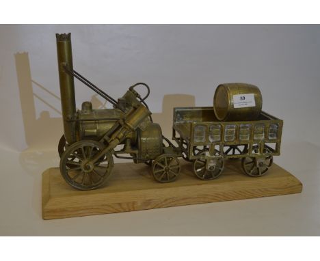 Ornamental Brass Steam Engine and Wagon 