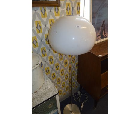 1970s Chrome Standard Lamp with Round White Plastic Shade 