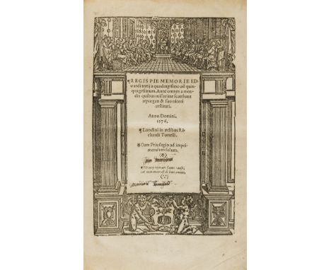 Law.- Regis pie memorie Edwardi tertii a quadragesimo ad quinquagesimum, black letter, text in legal French, woodcut historia