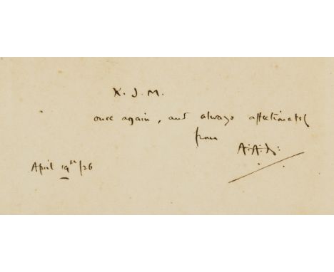 Milne (A. A.) [Collected Plays], 4 vol., comprising: First Plays; Second Plays; Three Plays; and Four Plays, first editions, 
