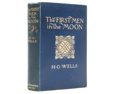 Wells  (H.G.) The First Men in the Moon, first English edition, first issue with black coated endpapers, frontispiece and 11 