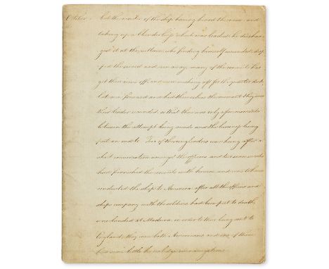 Australia.- [Account of the Third Fleet to Australia], manuscript, 20pp., lacks beginning and end, browned, unbound, watermar