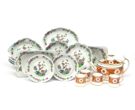 A Spode stone china part dessert service  1st half 19th century, comprising two rectangular dishes, two shell-shaped dishes, 