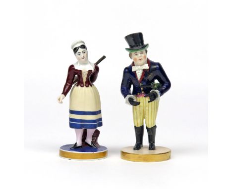Two English porcelain theatrical figures  1st half 19th century, one Chamberlain Worcester of Madame Vestris as the Broom Gir