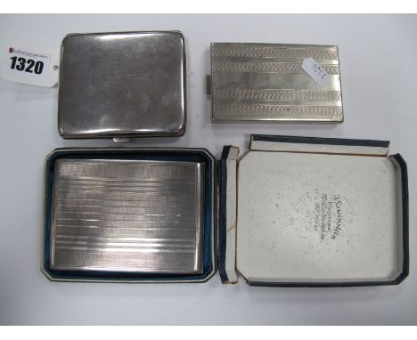 A Plain Cigarette Case, bearing presentation inscription inside "... Kielce, Lipiec 1917...."; together with two further ciga