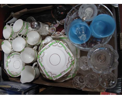 A Wellington China Tea Service, black sausage dog, sugar castor, etc:- One Box