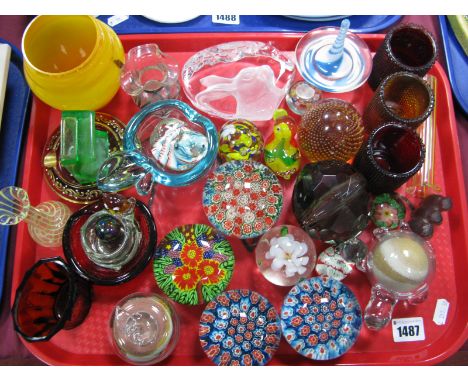 Millefiori Paperweights, Langham glass ring tree, sand filled glass weights, advertising holder, Price's fairy lamps, silver 