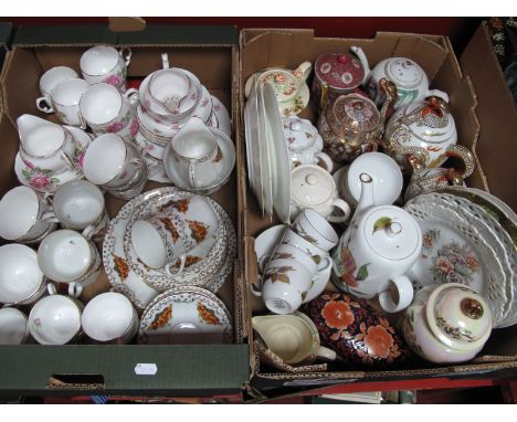 British and Continental China Tea Wares, various teapots, Royal Worcester 'Evesham' coffee pot and related cups and saucers, 