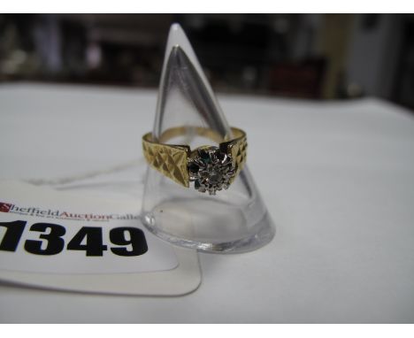 A Single Stone Diamond Ring, illusion set, stamped "18ct".