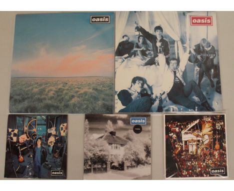 OASIS - Mega selection of 3 x 7" and 2 x 12", all original UK pressings. Sevens are Don't Look Back In Anger (CRE 221 - Ex+/E