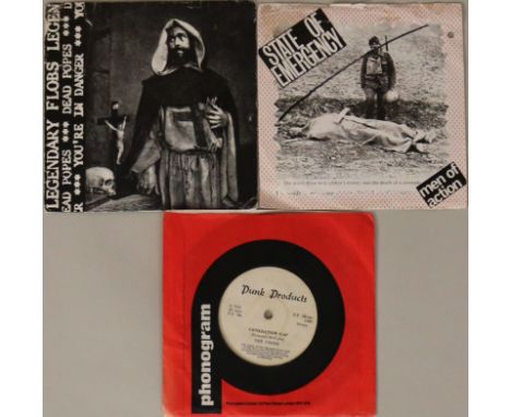 SCARCE PUNK 7" - Marvelous trio of rare 45s. Titles are Legendary Flops - Dead Popes (FLO 1 - clean Ex just a couple of quite