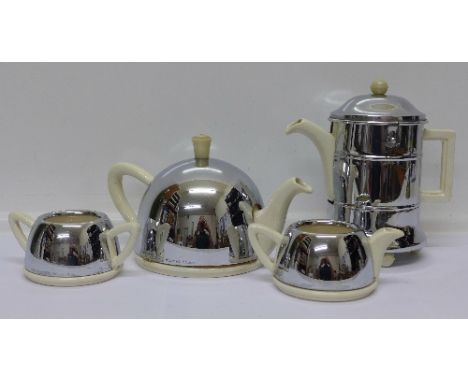 A chrome Everhot four piece tea service