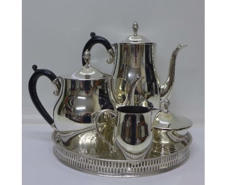 An Oneida plated tea service with tray