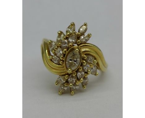 A 14ct gold and diamond ring, 6.2g, Q