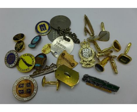 Enamel badges, cufflinks, etc.