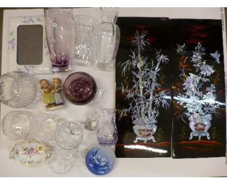 Five items of Caithness glass, six items of crystal, a Goebel figure, a Royal Copenhagen dish, a Royal Crown Derby Derby Posi