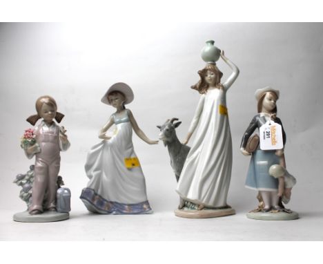 Four Nao and Lladro figurines