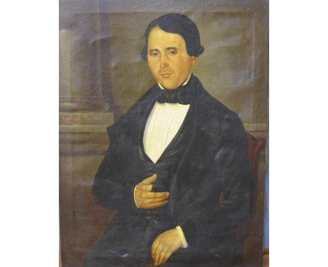English School (19th Century), portrait of a gentleman, oil on canvas, inscribed Cambien 1854, unframed